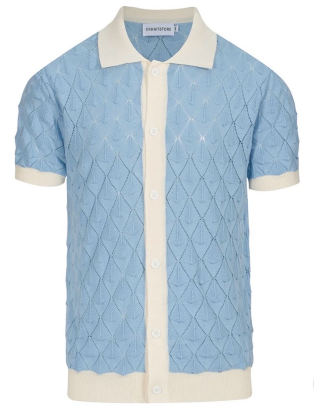 Oxknit Men's Light Blue Short Sleeve Knit Polo